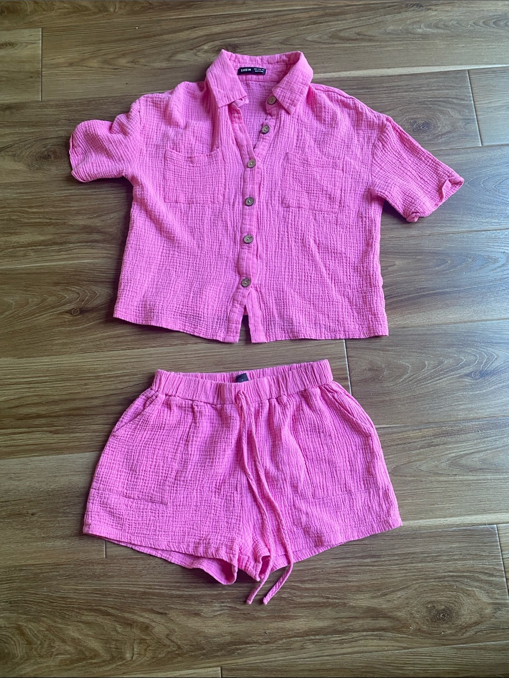 SHEIN Bright Pink High Waist Drawstring Shorts